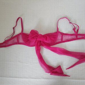 Tres Sexy Oh La La Cheri Bow Demi Bra Small Valentines Day Pink Sheer Lace